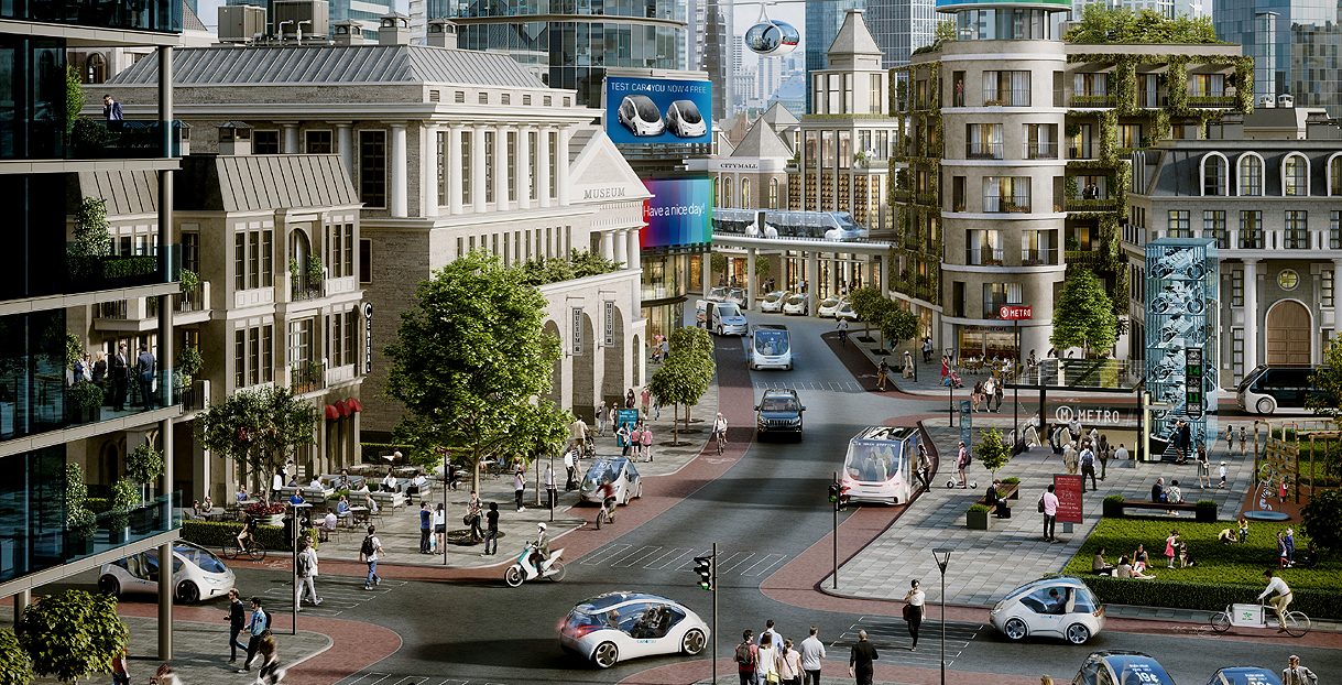 Autofreie Stadt der Zukunft
